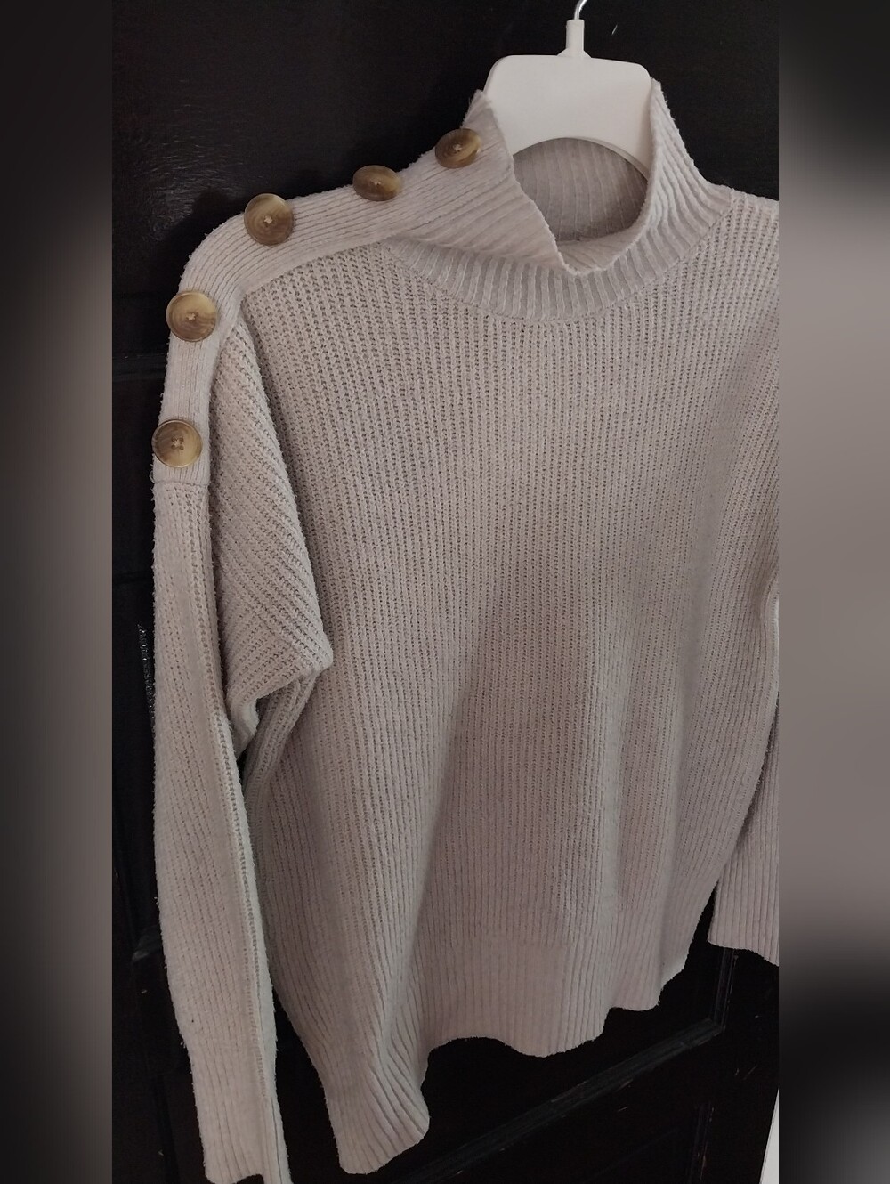 Mock Neck Sweater With Button Detail